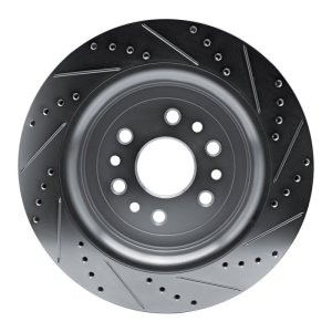 Jeep Grand Wagoneer L Brake Rotor (1) - Rear Left - R1 Concepts - Drilled & Slotted - Silver - `21-`25